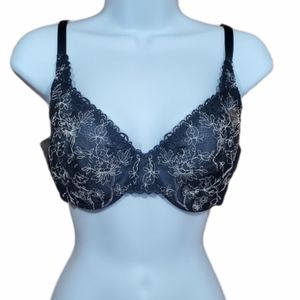 Wacoal Floral Embroidered Sheer Black Bra